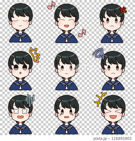 セーラー服を着た女の子の表情差分セット6 128893803