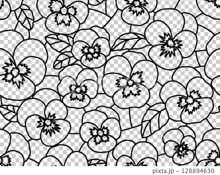Pansy stained glass seamless pattern D-1 Pansy stained glass seamless pattern D-1 128894630