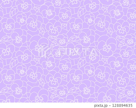 パンジーのステンドグラスのシームレスパターン　D-3' 128894635
