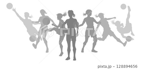 Soccer Football Players Silhouettes Soccer Football Players Silhouettes 128894656