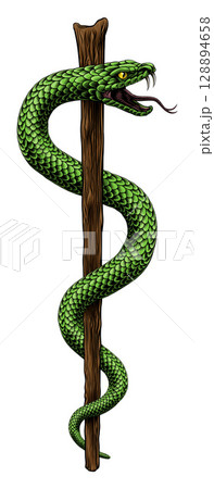 Rod of Asclepius Caduceus Medical Doctor Symbol 128894658
