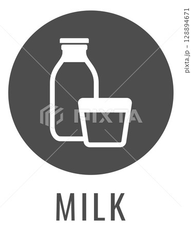 Milk Dairy Lactose Bottle Glass Food Allergy Icon 128894671
