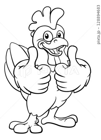 Chicken Cartoon Rooster Cockerel Bird Mascot Chicken Cartoon Rooster Cockerel Bird Mascot 128894683