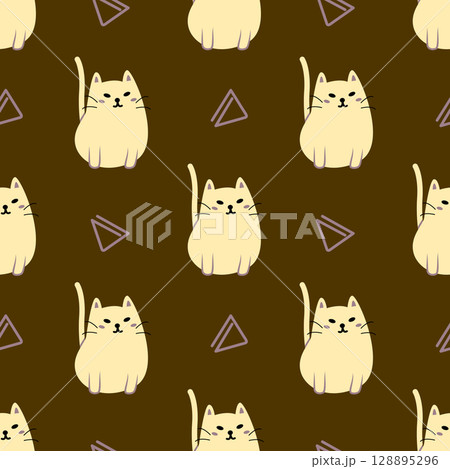 Cute cat cartoon seamless pattern background for wrapping, holiday, pet, wallpaper and gift Cute cat cartoon seamless pattern background for wrapping, holiday, pet, wallpaper and gift 128895296