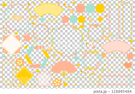 かわいい和風フレームベクターイラストセット 秋 128895484