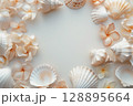 白い背景に貝殻　 AI生成素材 128895664
