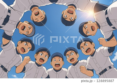 野球部　円陣　イメージ 128895887