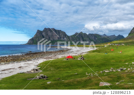 Uttakleiv beach view Uttakleiv beach view 128896213