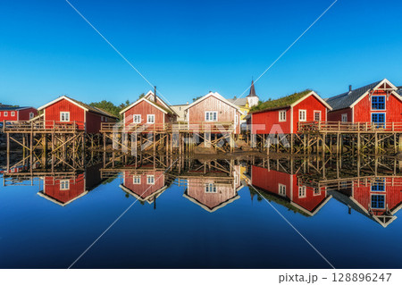 Iconic Red Rorbu Cabins 128896247