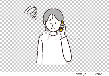 一位不滿的女性使用智慧型手機的插圖 一位不滿的女性使用智慧型手機的插圖 128896426