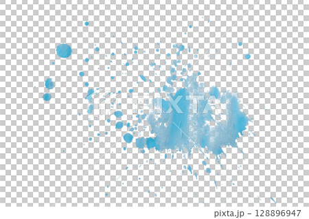 Light blue splash watercolor brush isolated on transparent background Light blue splash watercolor brush isolated on transparent background 128896947