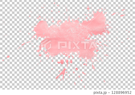 Pink splash watercolor brush isolated on transparent background 128896952