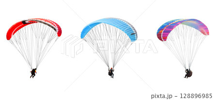 collection Bright colorful parachute on white background, isolated. collection Bright colorful parachute on white background, isolated. 128896985