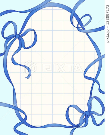 リボンを散らしたフレーム 水色・青 リボンを散らしたフレーム 水色・青 128897172