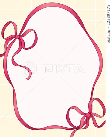 リボンを散らしたフレーム 赤・黄色 リボンを散らしたフレーム 赤・黄色 128897175