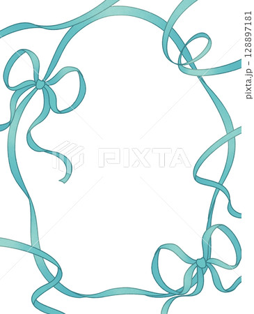 リボンを散らしたフレーム 緑 リボンを散らしたフレーム 緑 128897181