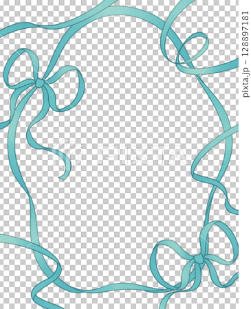 帶有散落絲帶的綠色框架 128897181
