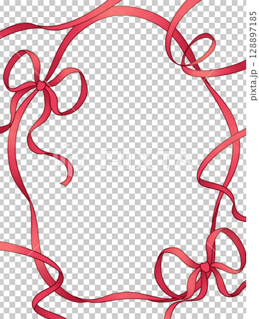 帶有散落絲帶的紅色框架 128897185