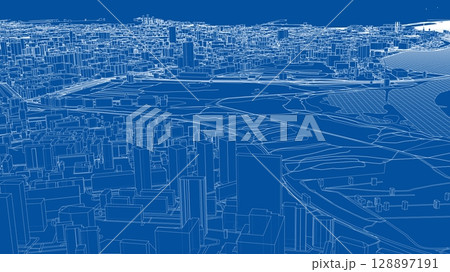 Urban modern landscape. Vector rendering of 3d Urban modern landscape. Vector rendering of 3d 128897191