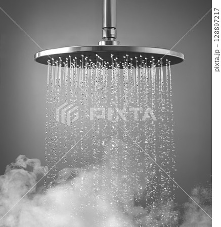 Shower head Providing Elegant Water Flow in Luxurious Bathroom Setting 128897217