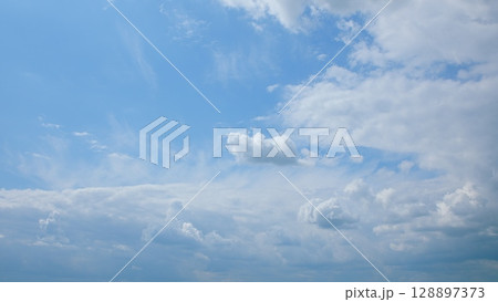 Captivatingly Beautiful Sky Filled with Fluffy Clouds The Perfect Stock Footage for You 128897373