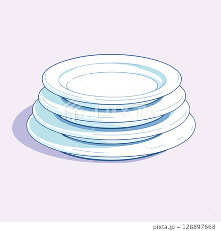 Vsai stack of clean white plates creating a minimalist arrangement 128897668