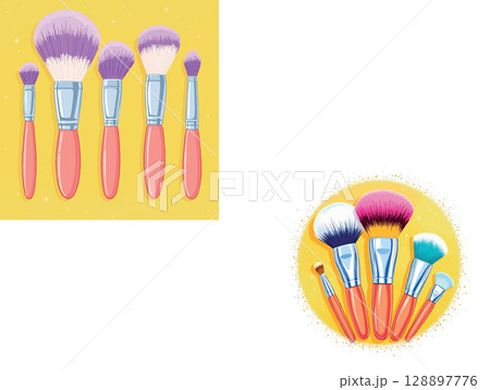 Vsai set of makeup brushes for applying foundation, blush, and eyeshadow 128897776