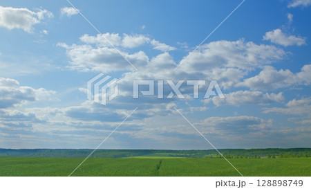 The Serene and Beautiful Sky Over Lush Green Fields is Truly a Stunning Sight to Behold The Serene and Beautiful Sky Over Lush Green Fields is Truly a Stunning Sight to Behold 128898749
