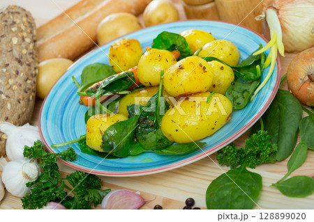 Scene with delicious new potatoes Scene with delicious new potatoes 128899020