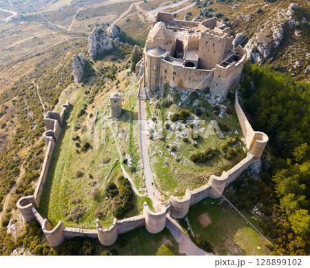 Aerial view of fortress Castillo de Loarre 128899102