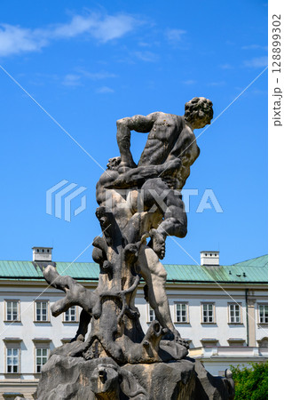 Mirabell Palace and gardens, UNESCO site baroque neoclassical historic building and tourist attraction in Salzburg, Austria 128899302