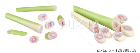 Fresh Lemongrass isolated on white background . Top view. Flat lay 128899319
