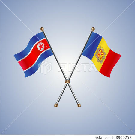 North Korea and Andorra flag. Vector Illustration 128900252