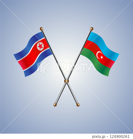 North Korea and Azerbaijan flag. Vector Illustration 128900261