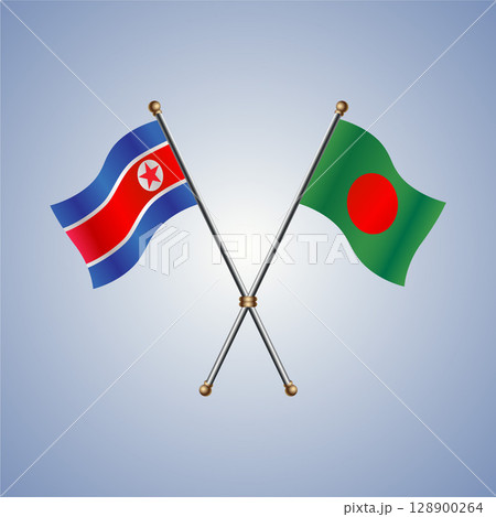 North Korea and Bangladesh flag. Vector Illustration 128900264