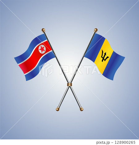North Korea and Barbados flag. Vector Illustration North Korea and Barbados flag. Vector Illustration 128900265