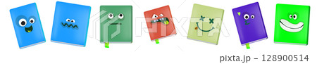 vector funny cartoon smiling books character...のイラスト素材 [128900514] - PIXTA