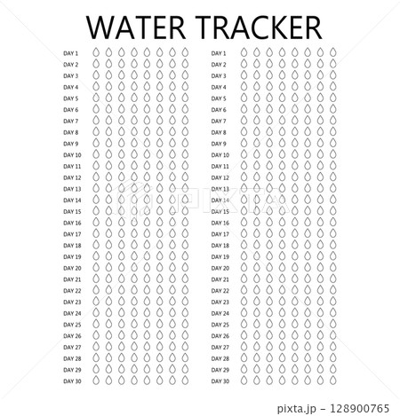 Water tracker. Habit tracker for month. Template mockup. Vector personal organizer. Minimalist simple planner Water tracker. Habit tracker for month. Template mockup. Vector personal organizer. Minimalist simple planner 128900765
