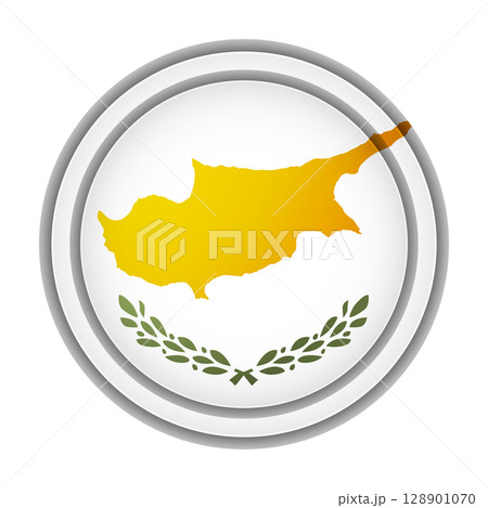Glass light ball with flag of Cyprus. Round sphere, template icon. National symbol. Glossy realistic ball, 3D abstract vector illustration highlighted on a white background. Big bubble 128901070
