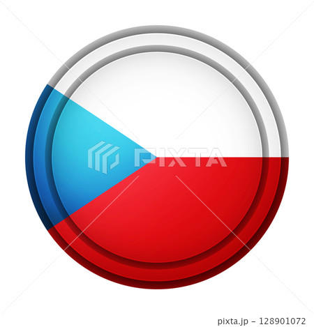 Glass light ball with flag of Czech Republic. Round sphere, template icon. national symbol. Glossy realistic ball, 3D abstract vector illustration highlighted on a white background. Big bubble 128901072