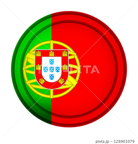Glass light ball with flag of Portugal. Round sphere, template icon. Portuguese national symbol. Glossy realistic ball, 3D abstract vector illustration highlighted on a white background. Big bubble Glass light ball with flag of Portugal. Round sphere, template icon. Portuguese national symbol. Glossy realistic ball, 3D abstract vector illustration highlighted on a white background. Big bubble 128901079
