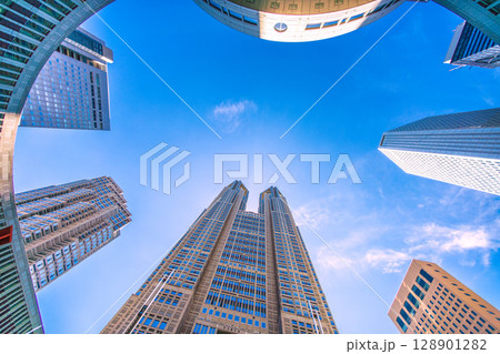日本の東京都市景観 東京都庁などを望む…新時代へ 128901282