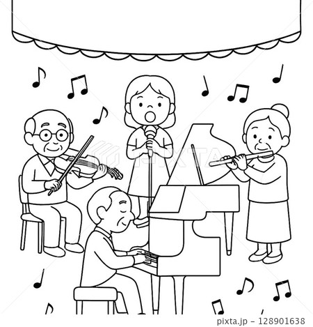 音楽会の塗り絵 128901638