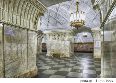 Interior of Prospekt Mira subway station in Moscow, Russia Interior of Prospekt Mira subway station in Moscow, Russia 128901995