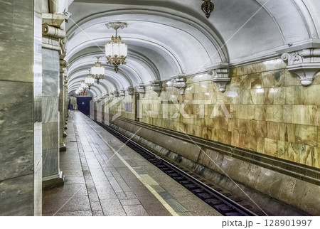Interior of Komsomolskaya subway station in Moscow, Russia 128901997