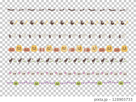 萬聖節線條素材設定顏色 128903733