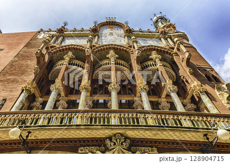 Exterior of Palau de la Musica Catalana, Barcelona, Catalonia, Spain 128904715