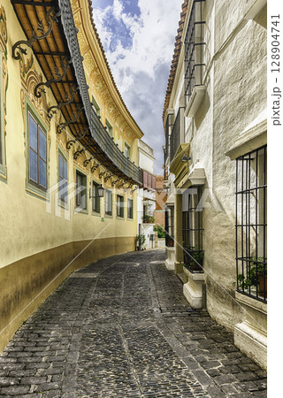 Scenic alley inside Poble Espanyol, Barcelona, Catalonia, Spain 128904741