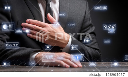 テクノロジー環境におけるビジネスの誓いのコンセプト テクノロジー環境におけるビジネスの誓いのコンセプト 128905037