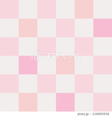 Colorful plaid style pattern. Geometric check tablecloth print in pastel color. Fun checkered repeat background for textile home design. 128905038